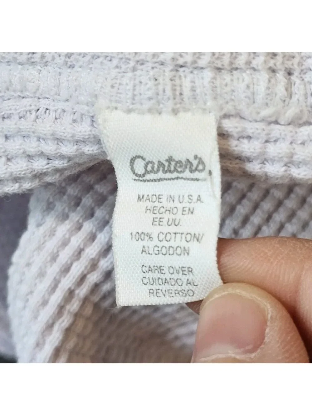 VTG Carters Baby Blanket Thermal Waffle Weave Cotton‎ Offwhite Made USA 26 X 33